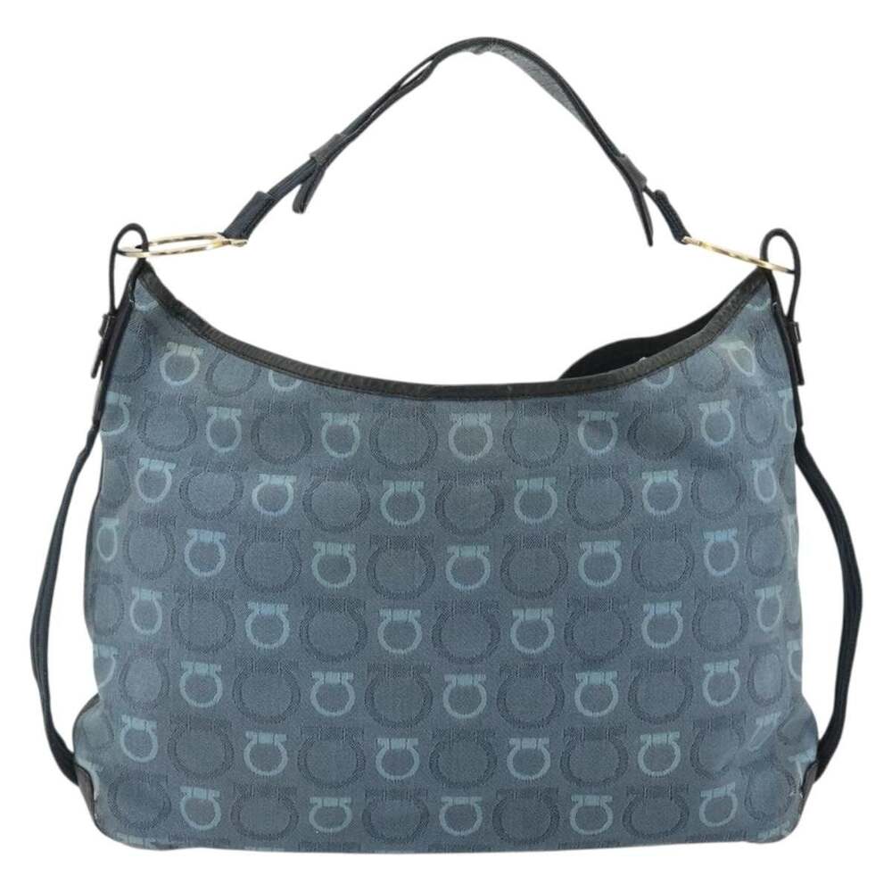 Salvatore Ferragamo Canvas Gancini Shoulder Bag Blue